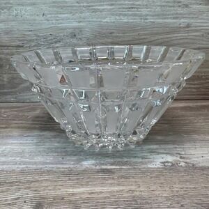 Vintage 1930's BannerLife 24% Lead Crystal Oval Bowl Brilliant File Cut Panels
